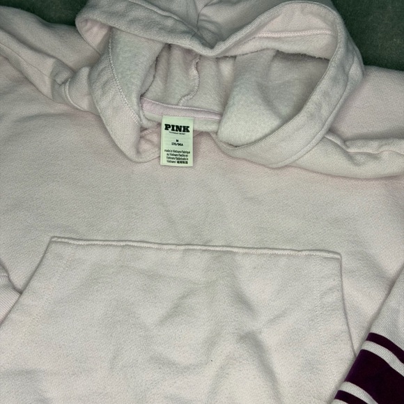 Pink Hooded Sweatshirt with Burgundy Accents - Picture 4 of 5